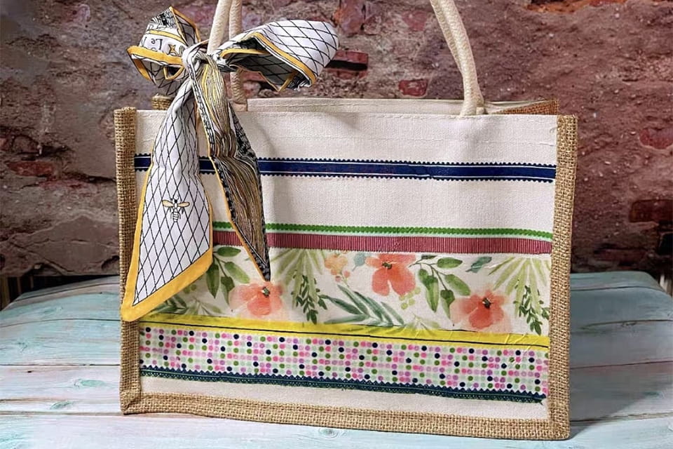 Decoupage Jute Bag